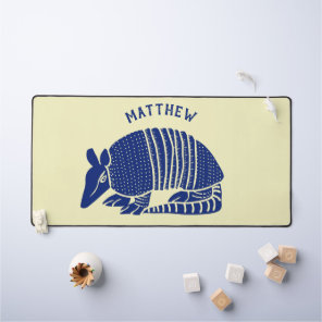 Navy Blue and Cream Armadillo Personalized Desk Mat