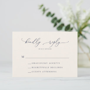 Navy Blue and Cream Minimalist Wedding RSVP Card