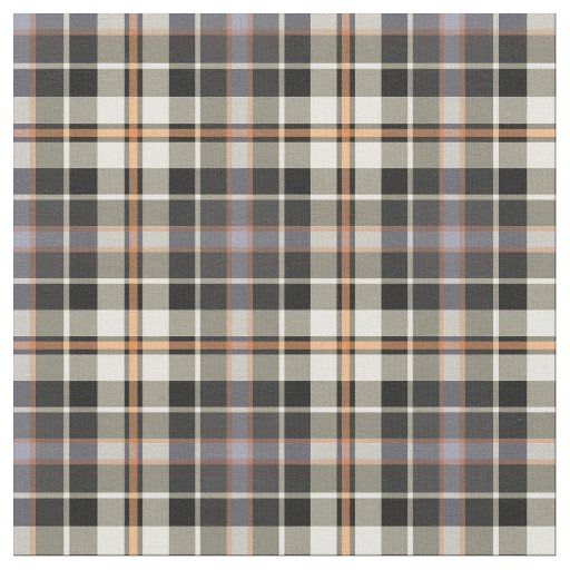 Navy Blue and Cream Rustic Plaid Fabric