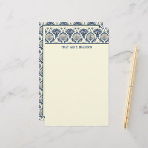 Navy Blue and Cream Seashell Pattern Stationery