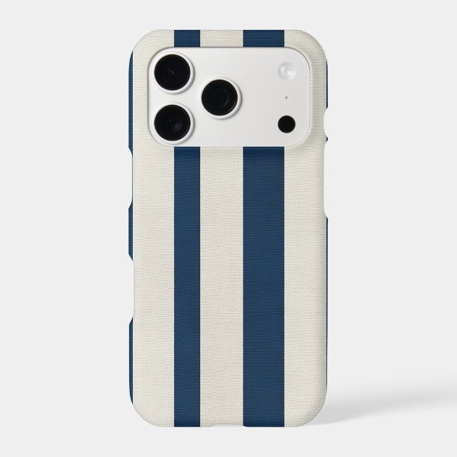  Navy Blue and Cream Vertical Stripe Seamless  iPhone Case (Back)
