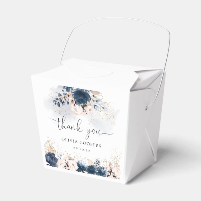 Navy Blue and Dusty Rose Baby Shower Favor Box (Front Side)