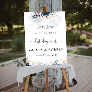 Navy Blue and Dusty Rose Best Day Ever Foam Board