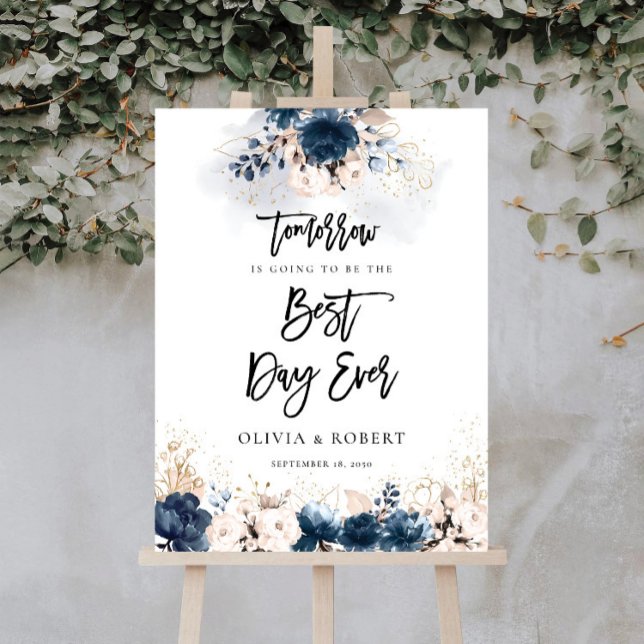 Navy Blue and Dusty Rose Best Day Ever Foam Board (Creator Uploaded)