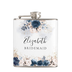 Navy Blue and Dusty Rose Bridal Shower Flask