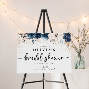 Navy Blue and Dusty Rose Bridal Shower Foam Board