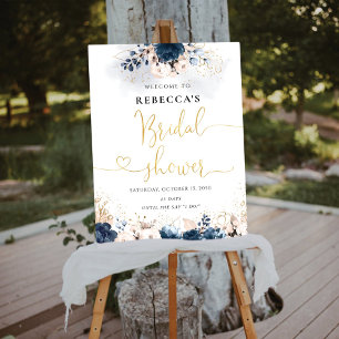 Navy Blue and Dusty Rose Bridal Shower Foam Board