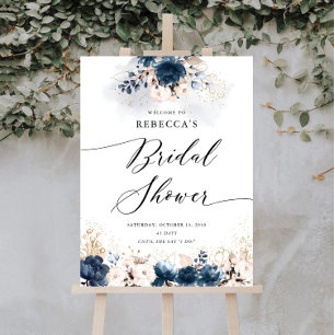 Navy Blue and Dusty Rose Bridal Shower Foam Board