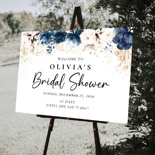 Navy Blue and Dusty Rose Bridal Shower Foam Board