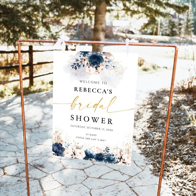 Navy Blue and Dusty Rose Bridal Shower Foam Board (Creator Uploaded)