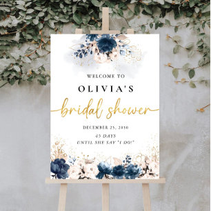 Navy Blue and Dusty Rose Bridal Shower Foam Boards