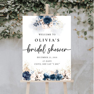 Navy Blue and Dusty Rose Bridal Shower Foam Boards