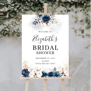 Navy Blue and Dusty Rose Bridal Shower Foam Boards