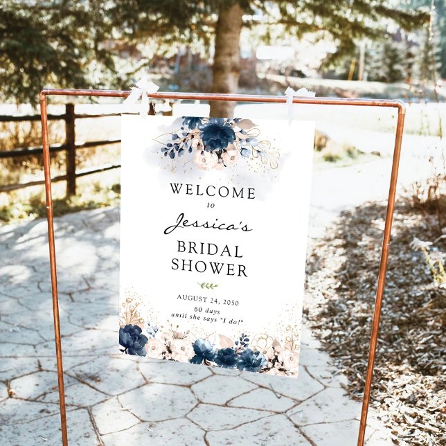 Navy Blue and Dusty Rose Bridal Shower Foam Boards (Creator Uploaded)