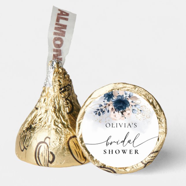 Navy Blue and Dusty Rose Bridal Shower Hershey®'s Kisses® (Front)