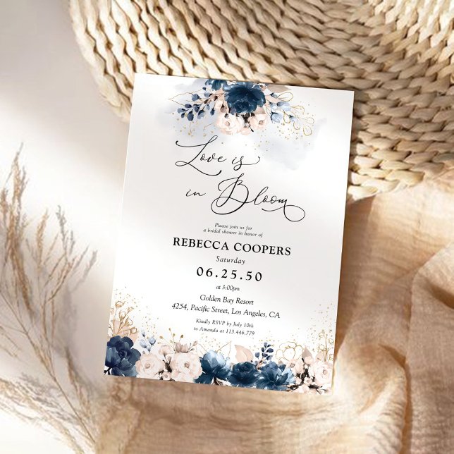 Navy Blue and Dusty Rose Bridal Shower Invitation (Creator Uploaded)