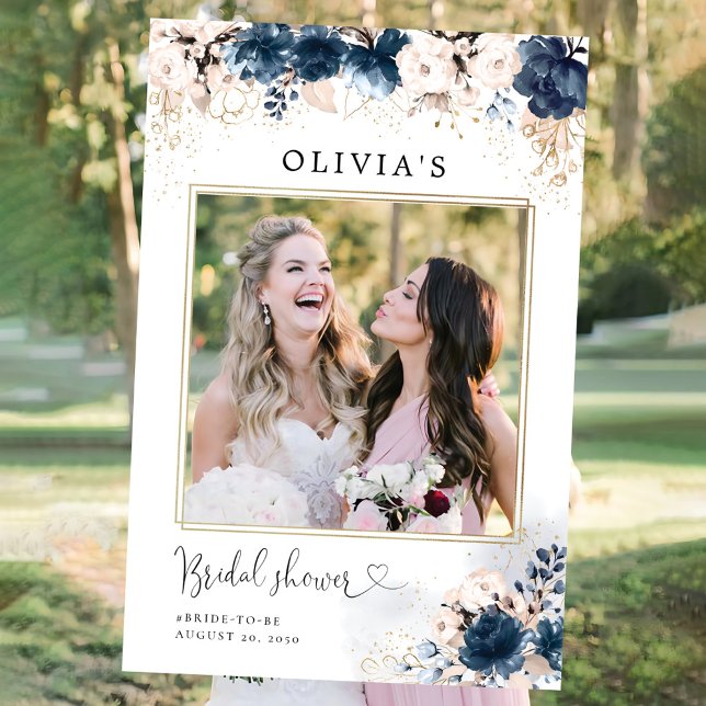Navy Blue and Dusty Rose Bridal Shower Photo Prop Foam Board (Creator Uploaded)