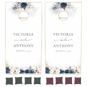 Navy Blue and Dusty Rose Cornhole Set