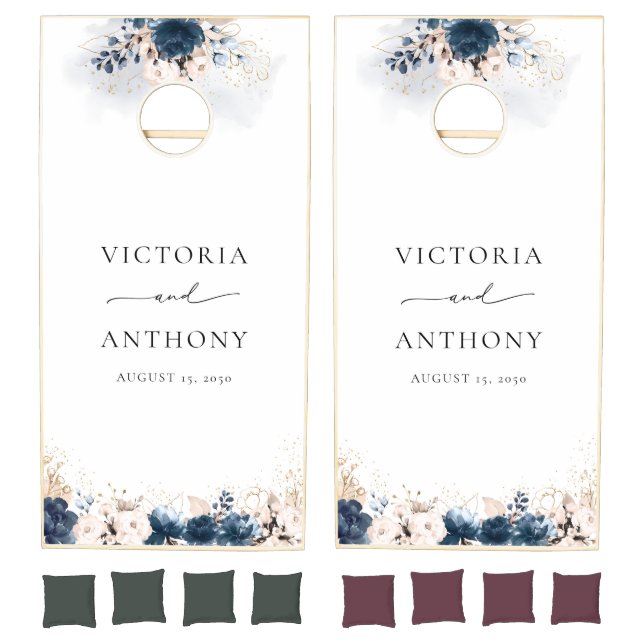 Navy Blue and Dusty Rose Cornhole Set (Set)