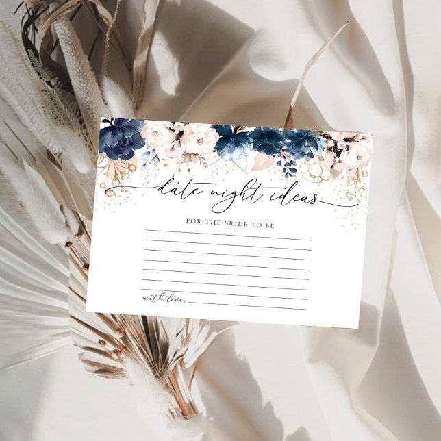 Navy Blue and Dusty Rose Date Night Ideas Card (Creator Uploaded)