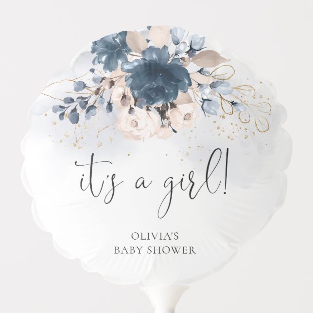 Navy Blue and Dusty Rose It's A Girl Balloon (Front)
