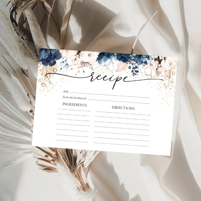 Navy Blue and Dusty Rose Large Recipe Card (Creator Uploaded)