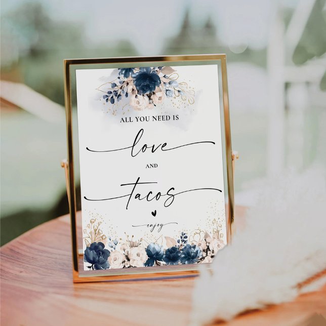 Navy Blue and Dusty Rose Love and Tacos Sign (Creator Uploaded)