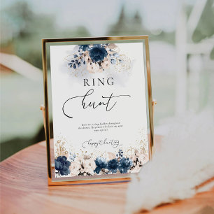 Navy Blue and Dusty Rose Ring Hunt Sign