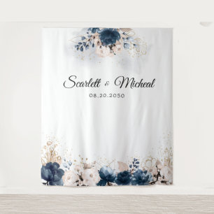 Navy Blue and Dusty Rose Wedding Ceremony Backdrop