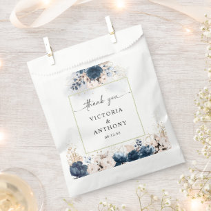 Navy Blue and Dusty Rose Wedding Ceremony Favor Bag