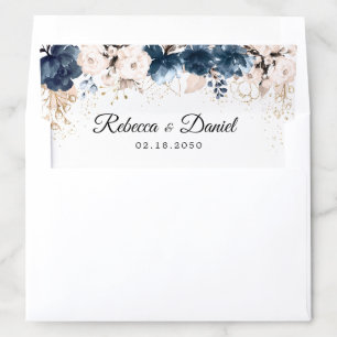 Navy Blue and Dusty Rose Wedding Envelope Liner
