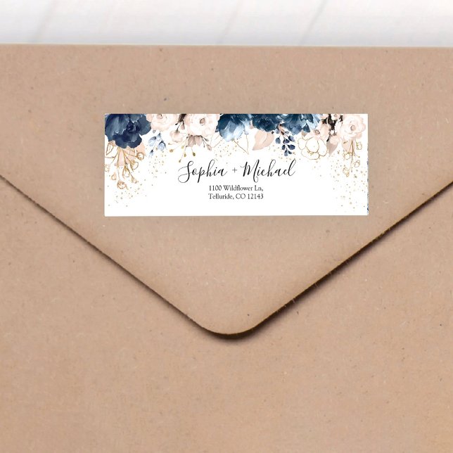 Navy Blue and Dusty Rose Wedding Return Address Label (Creator Uploaded)