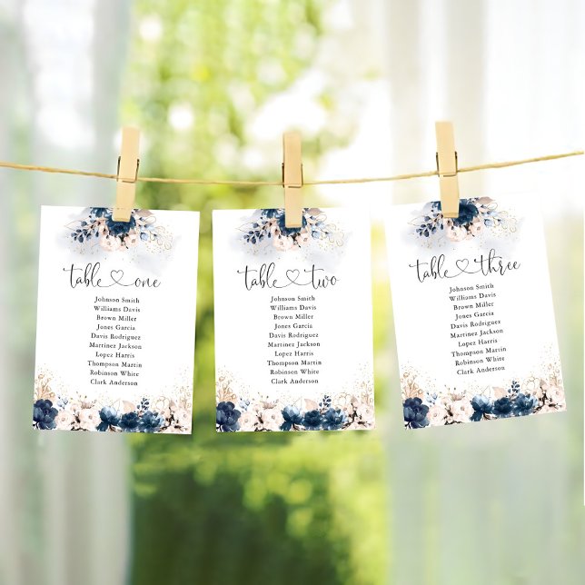 Navy Blue and Dusty Rose Wedding Seating Chart (Creator Uploaded)