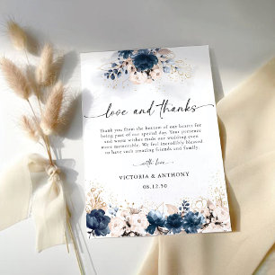 Navy Blue and Dusty Rose Wedding Thank You Cards