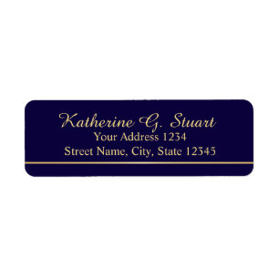 Navy Blue and Faux Gold Foil Elegant Script Label