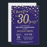 Navy Blue and Gold 30th Birthday Diamond Invitation<br><div class="desc">30th Birthday Invitation with Navy Blue and Gold Glitter Diamond Background. Gold Confetti. Adult Birthday. Male Men or Women Birthday. For further customization,  please click the "Customize it" button and use our design tool to modify this template.</div>