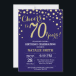 Navy Blue and Gold 70th Birthday Diamond Invitation<br><div class="desc">70th Birthday Invitation with Navy Blue and Gold Glitter Diamond Background. Gold Confetti. Adult Birthday. Male Men or Women Birthday. For further customization,  please click the "Customize it" button and use our design tool to modify this template.</div>