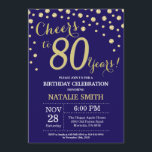 Navy Blue and Gold 80th Birthday Diamond Invitation<br><div class="desc">80th Birthday Invitation with Navy Blue and Gold Glitter Diamond Background. Gold Confetti. Adult Birthday. Male Men or Women Birthday. For further customization,  please click the "Customize it" button and use our design tool to modify this template.</div>