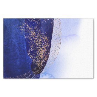 Navy Blue and Gold Abstract Evening Tissue Paper