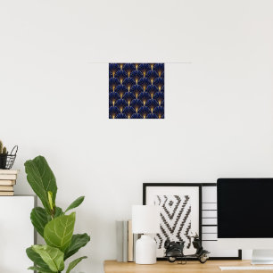 Navy blue and gold art deco poster