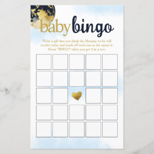 Navy Blue and Gold Baby Bingo Baby Shower Game