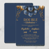 Purple Sequins Double Joint Birthday Celebration Invitation | Zazzle