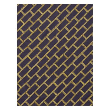 Navy Blue And Gold Brick Pattern Tablecloth by sagart1952 at Zazzle