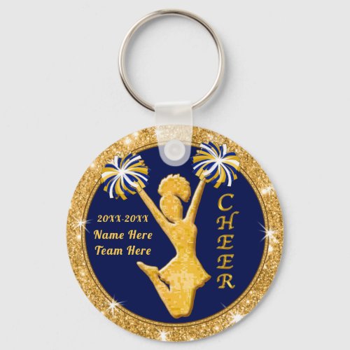 Navy Blue and Gold Cheer Bag Tags Cheerleading Keychain