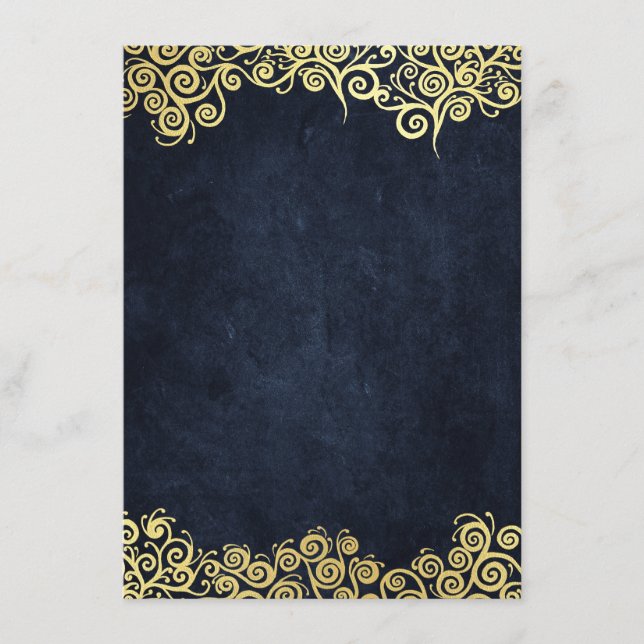 Navy Blue And Gold Chic Luxury Dark Winter Wedding Enclosure Card (Front)