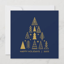 Navy Blue and Gold Christmas Tree | Holiday Square