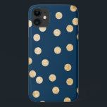 Navy Blue and Gold City Dots Case-Mate Samsung Gal iPhone 11 Case<br><div class="desc">A phone case that is modern and on-trend with dots of faux gold glitter on a dark navy blue background.</div>