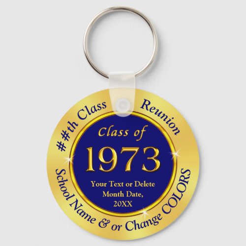 Navy Blue and Gold Class of 1973 Party Favors Keychain