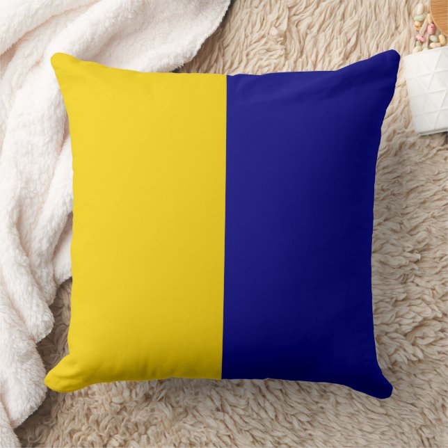 Navy Blue and Gold Color Block Throw Pillow (Blanket)