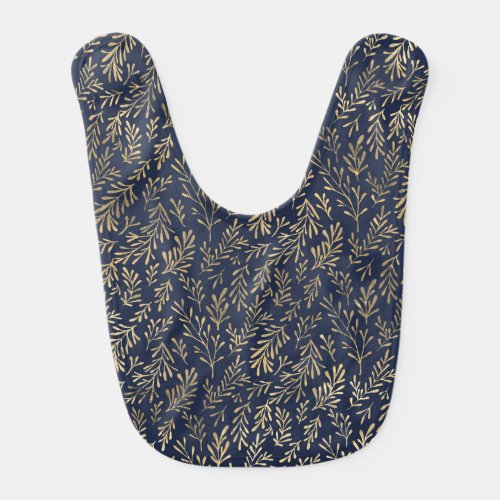 Navy Blue and Gold Coral design Baby Bib